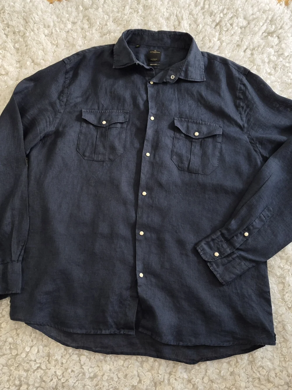 Doppelgänger Linen Western Shirt Black XXL Coastal Cowboy Italy Southern Cruise - Picture 10 of 12